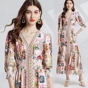 Vibrant Patterned Maxi Dress